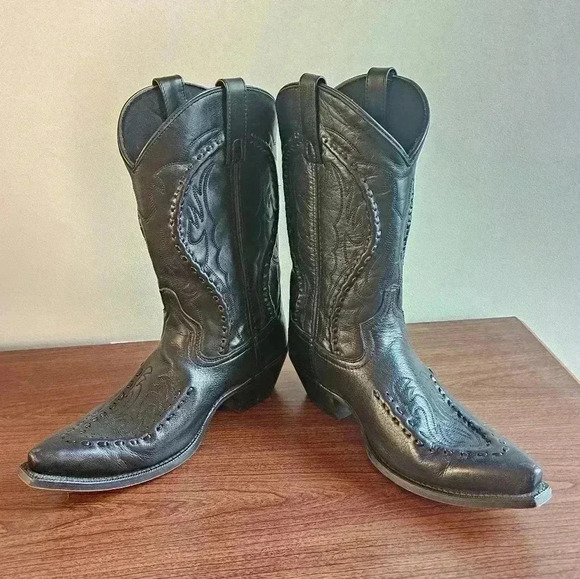 Laredo Dark Leather Western Boots - Picture 1 of 9
